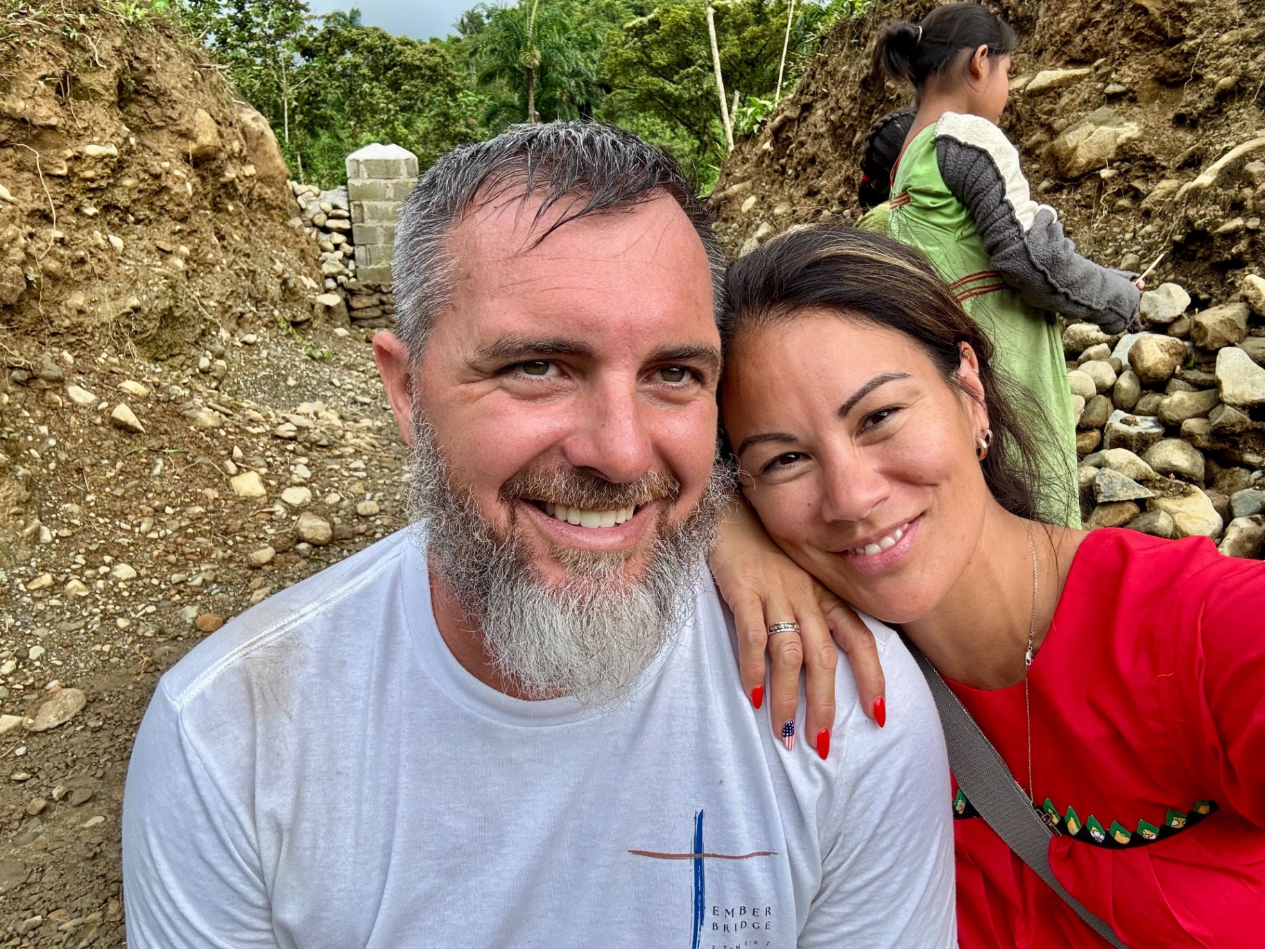 Joe and Noelle on a build site in Panama